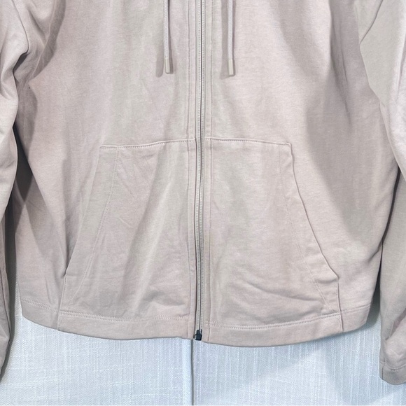 Nike Relaxed Fit Cropped Cream Tan Flare Sleeve Full Zip Lightweight Hoodie - Picture 5 of 12